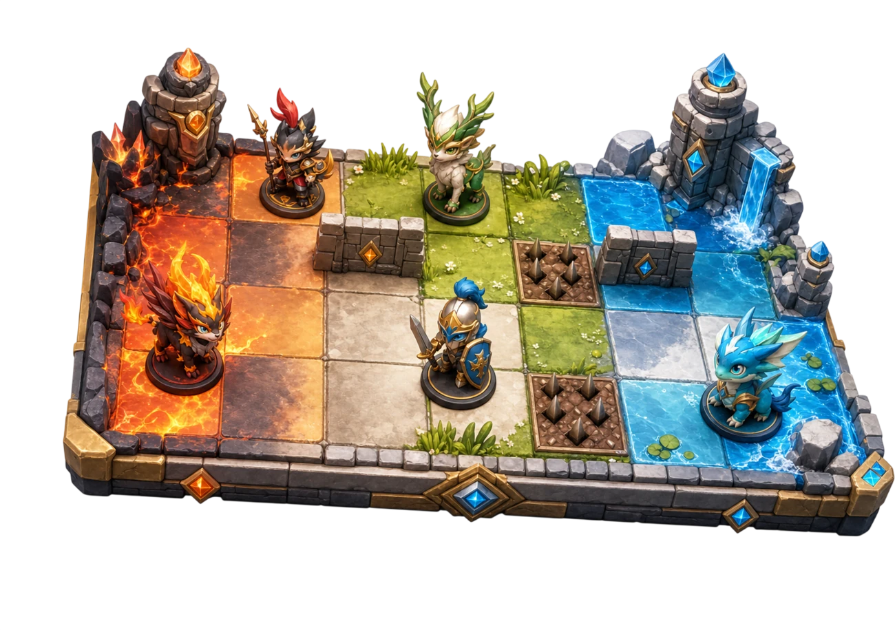 Elemental battle board concept